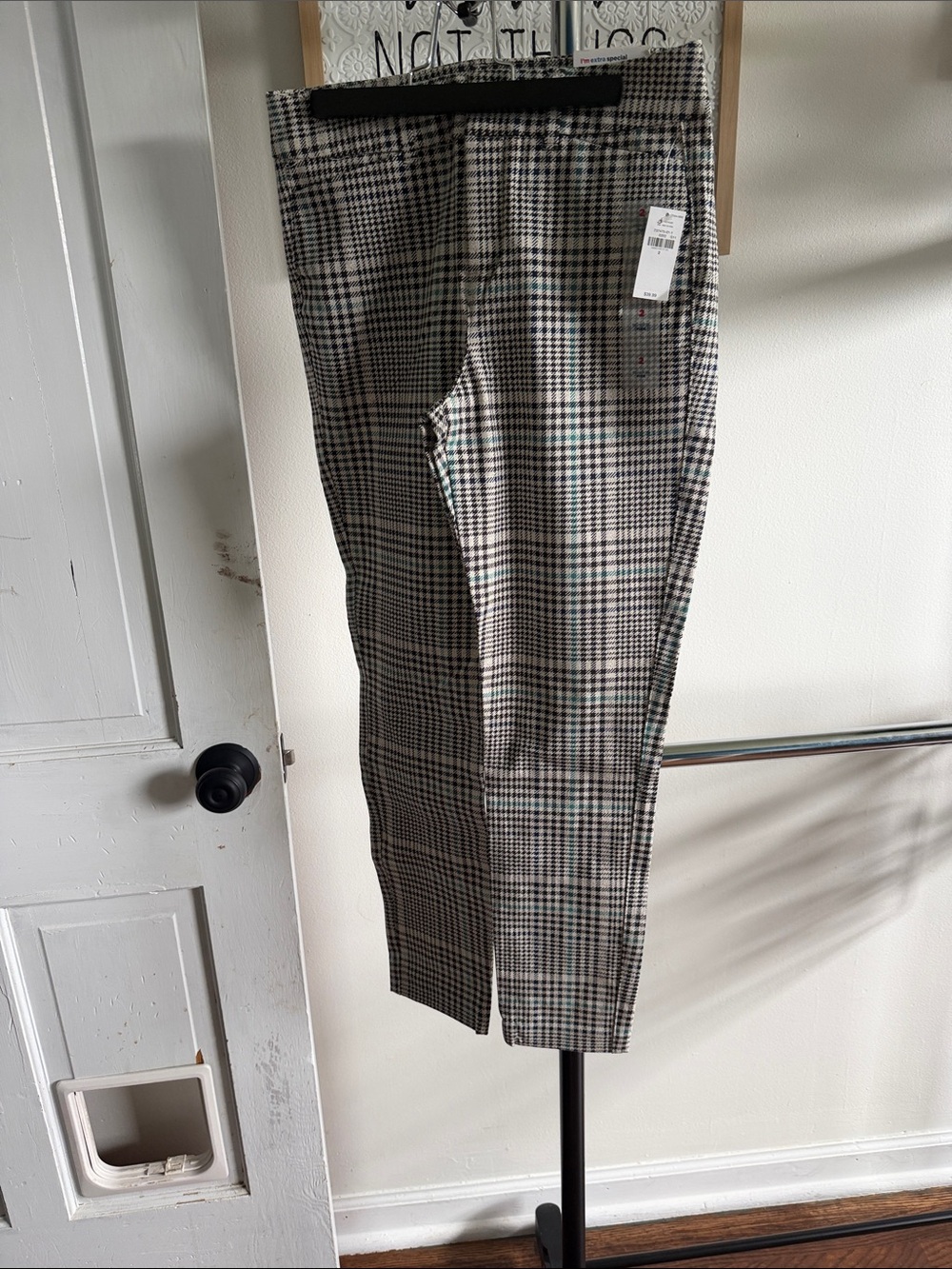 Old Navy Black & White Plaid Trousers